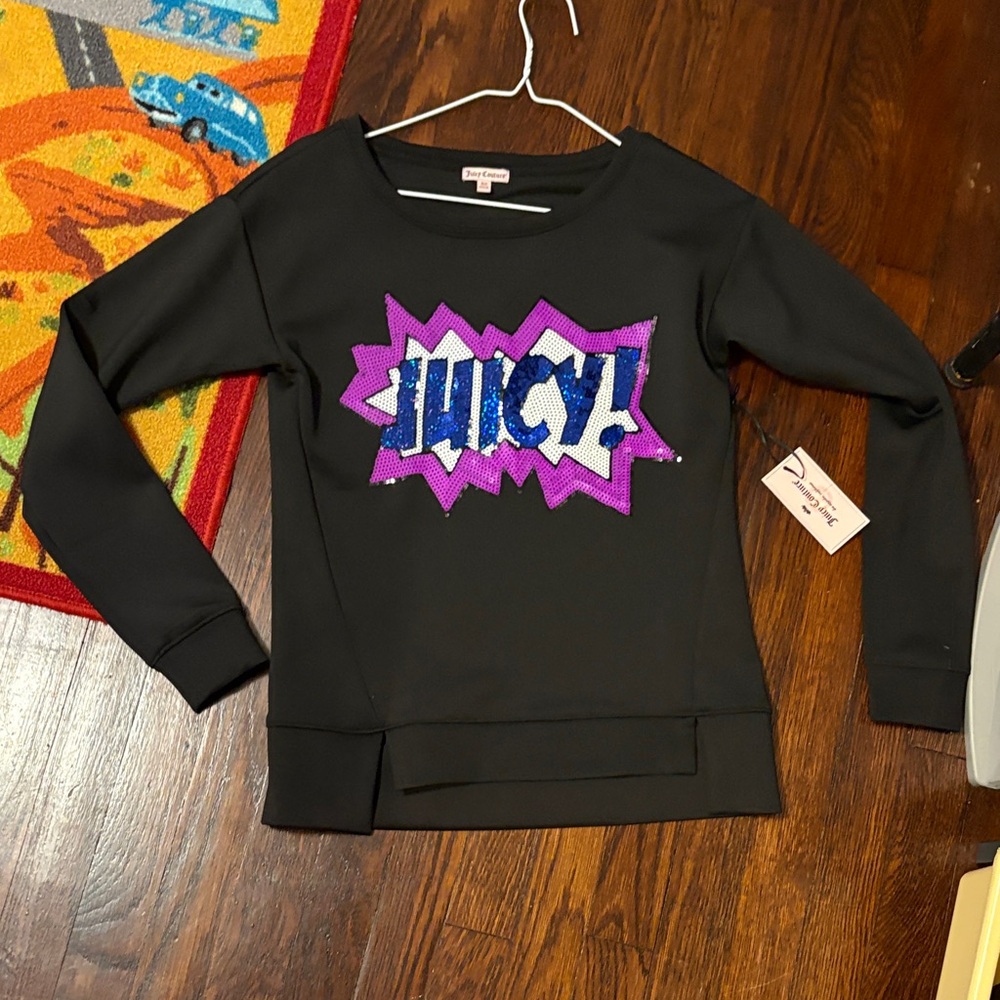 Black Juicy Couture sweatshirt with cartoon Sequin Detail